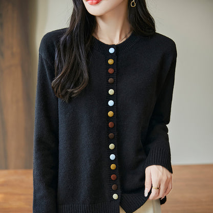 Pull femme boutonné multicolore élégant