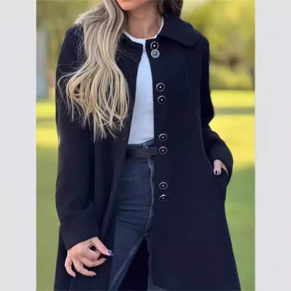 Manteau long élégant femme à boutons