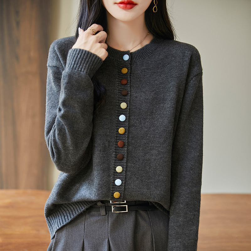 Pull femme boutonné multicolore élégant