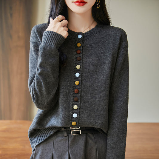 Pull femme boutonné multicolore élégant