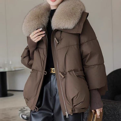 Doudoune courte pour femme, rembourrée de coton et de duvet