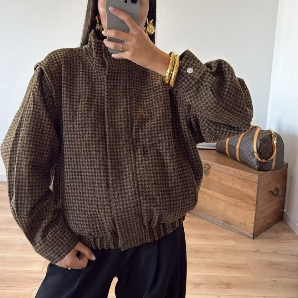 Veste pilote loose à carreaux – Femme