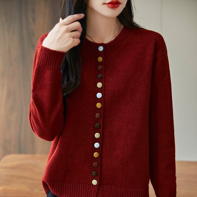 Pull femme boutonné multicolore élégant