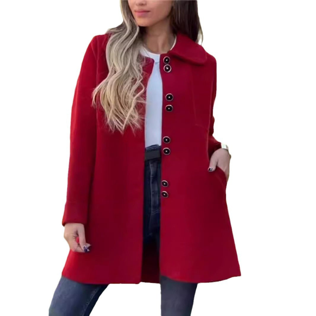 Manteau long élégant femme à boutons