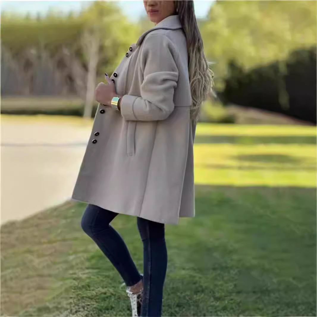 Manteau long élégant femme à boutons