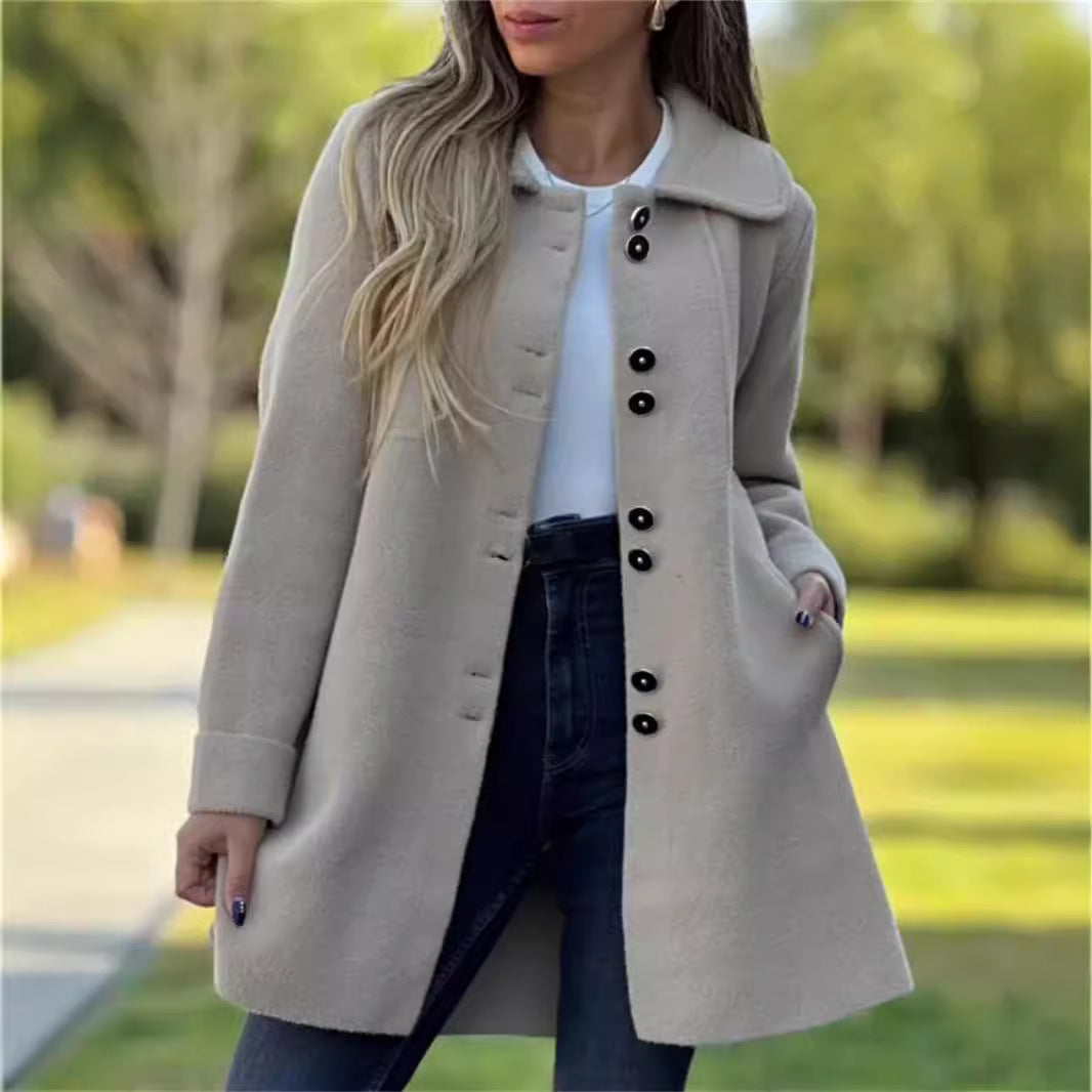 Manteau long élégant femme à boutons