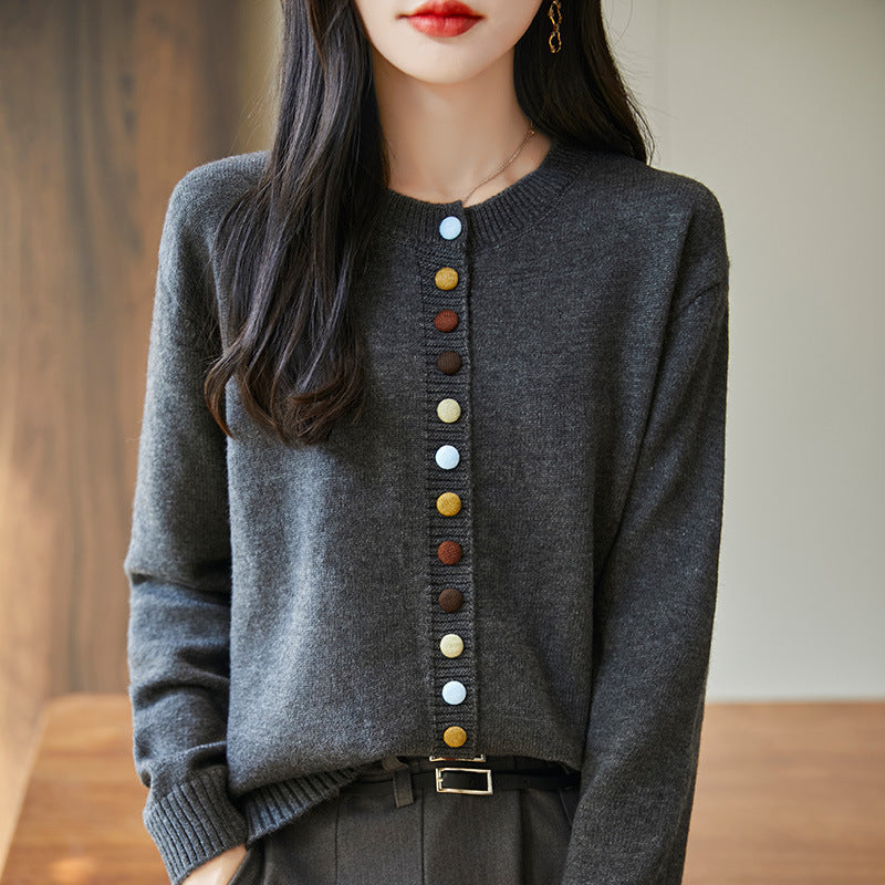 Pull femme boutonné multicolore élégant