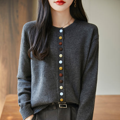Pull femme boutonné multicolore élégant
