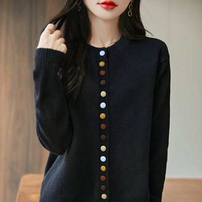 Pull femme boutonné multicolore élégant