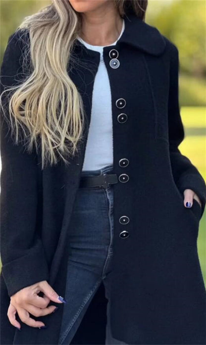 Manteau long élégant femme à boutons
