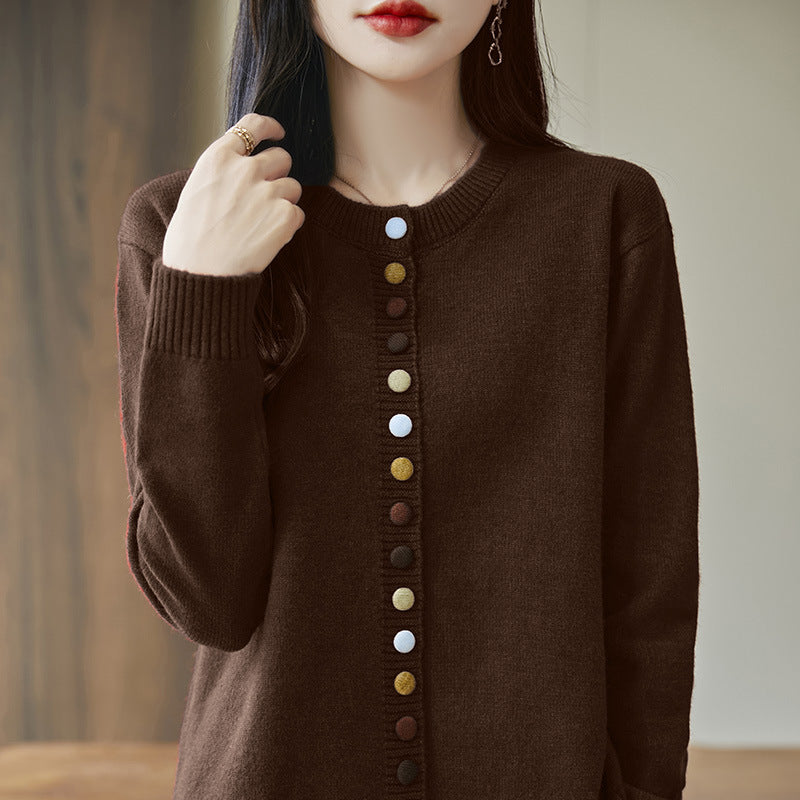 Pull femme boutonné multicolore élégant