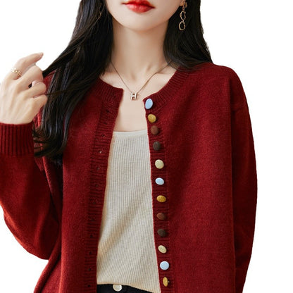 Pull femme boutonné multicolore élégant