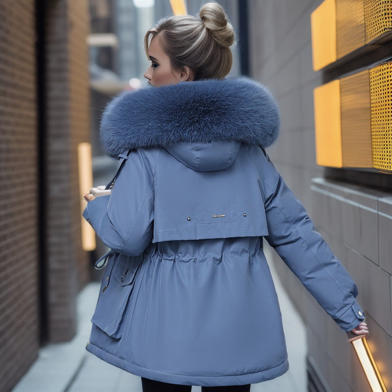 Manteau épais rembourré en velours pour femme