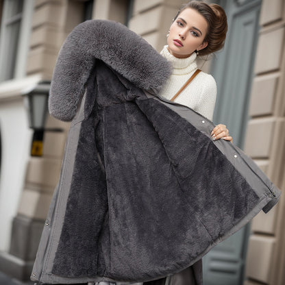 Manteau épais rembourré en velours pour femme