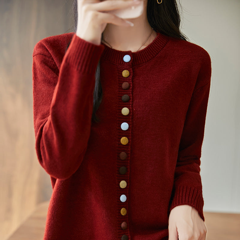 Pull femme boutonné multicolore élégant