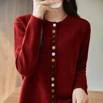 Pull femme boutonné multicolore élégant