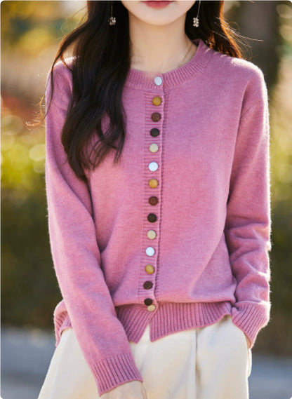 Pull femme boutonné multicolore élégant